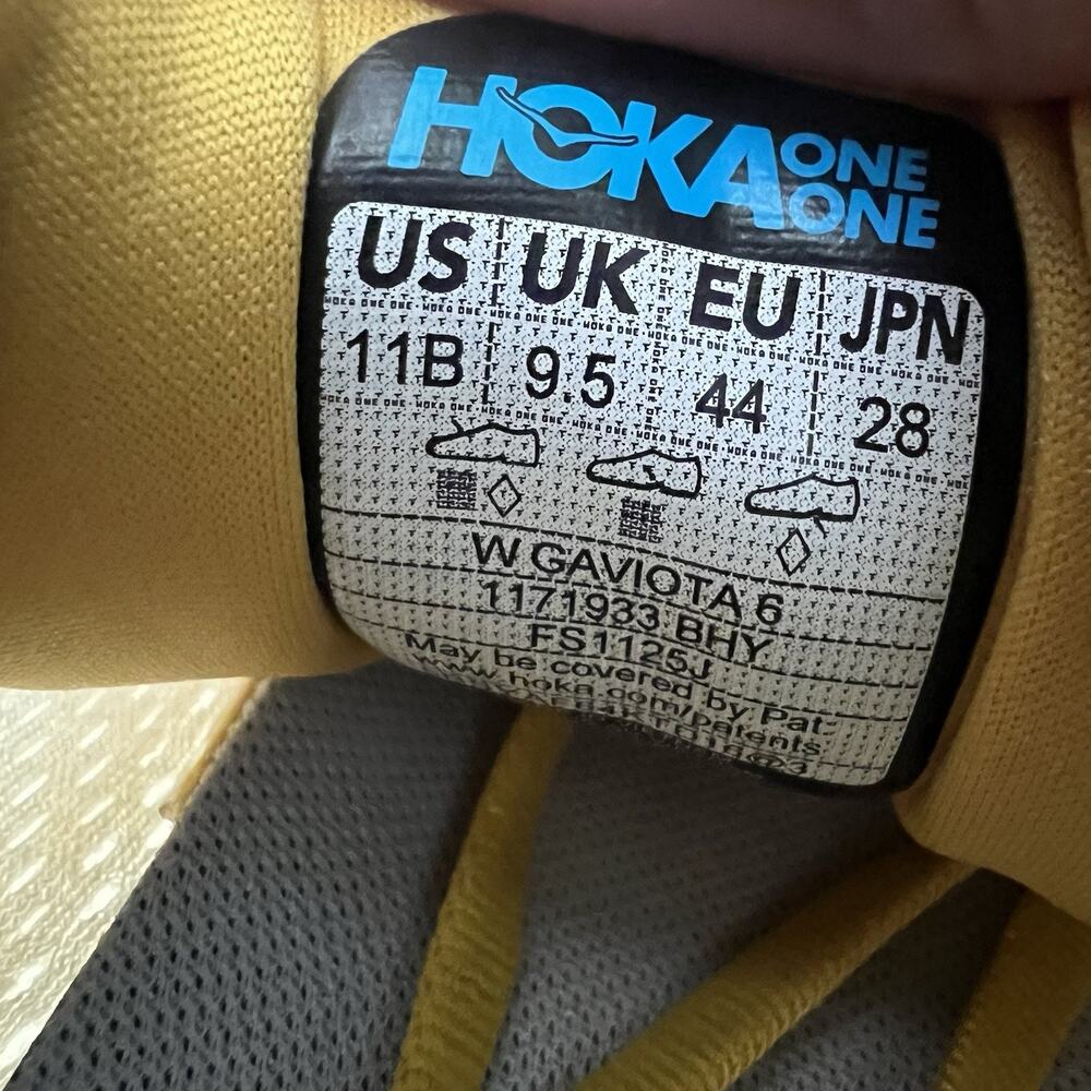 Hoka One One Gaviota 6 Womens 11 Cream Yellow Max Cushion Running Shoes Sneakers - Picture 5 of 16